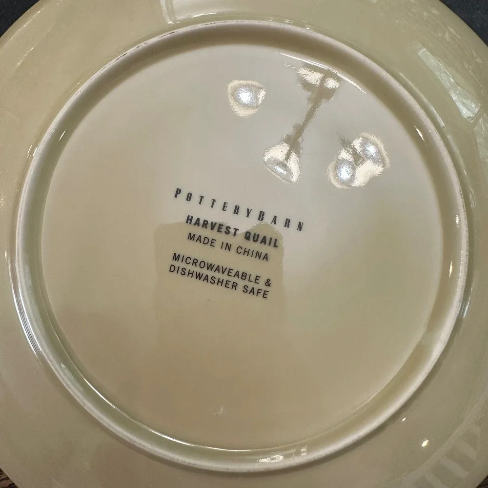 Pottery Barn Harvest Quail 3 Piece Salad Luncheon Plates 9 inch Round